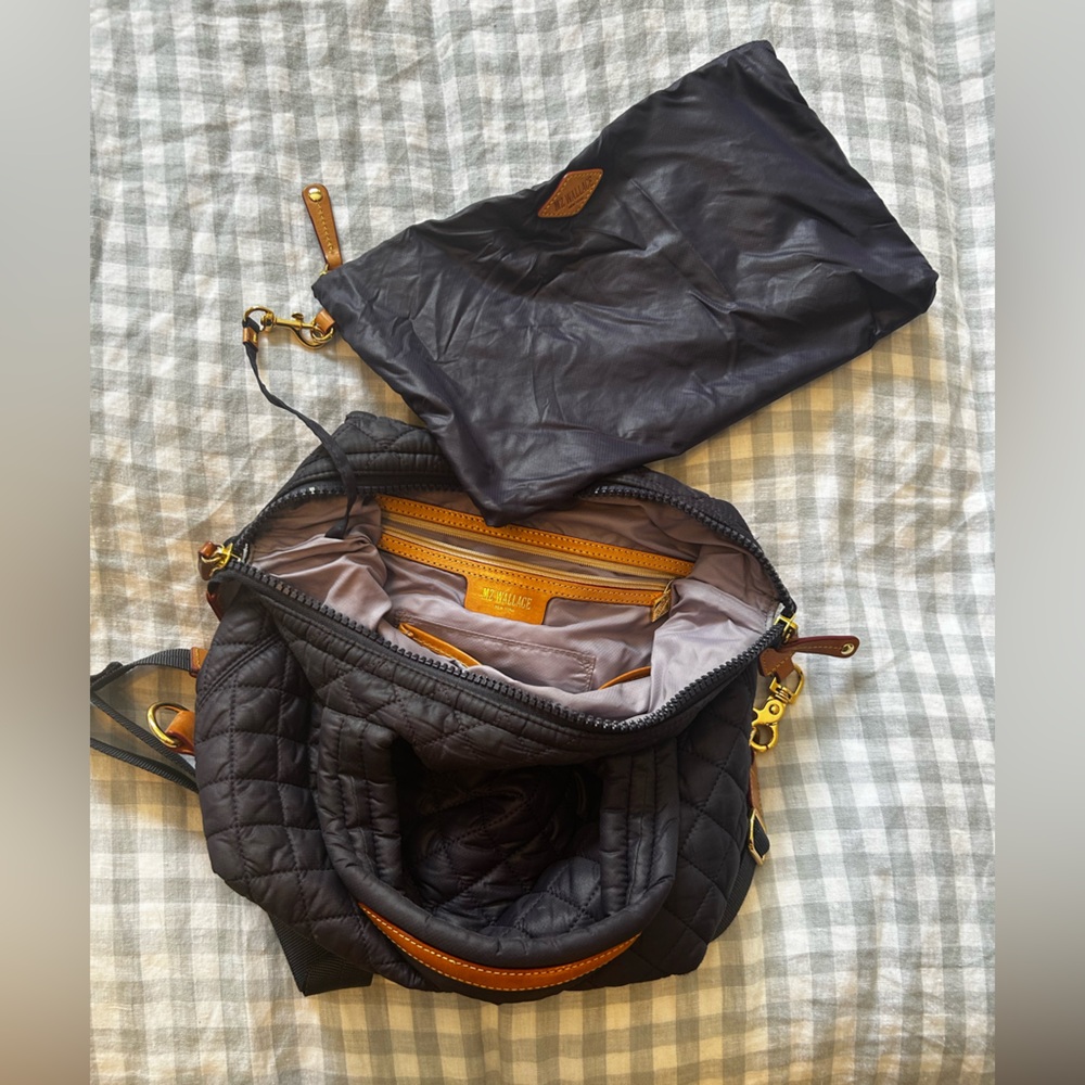 MZ Wallace Small Sutton - purple Quilted Nylon Crossbody Tote with Leather Trim - Picture 5 of 7